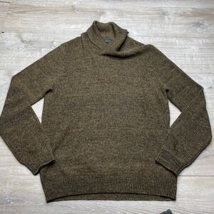 Vneck Shawl Collar Sweater Mens XL Brown Marled Wool Blend Made‎ in Italy